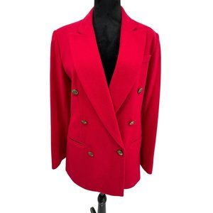 Stephanie Andrews Vintage Red Wool Double Breasted Blazer Gold Button 6 Tailored